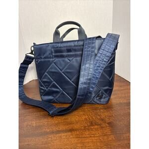 Lug Tenor Double Handled Adjustable Crossbody Bag Navy Quilted 9.5”Hx14”W